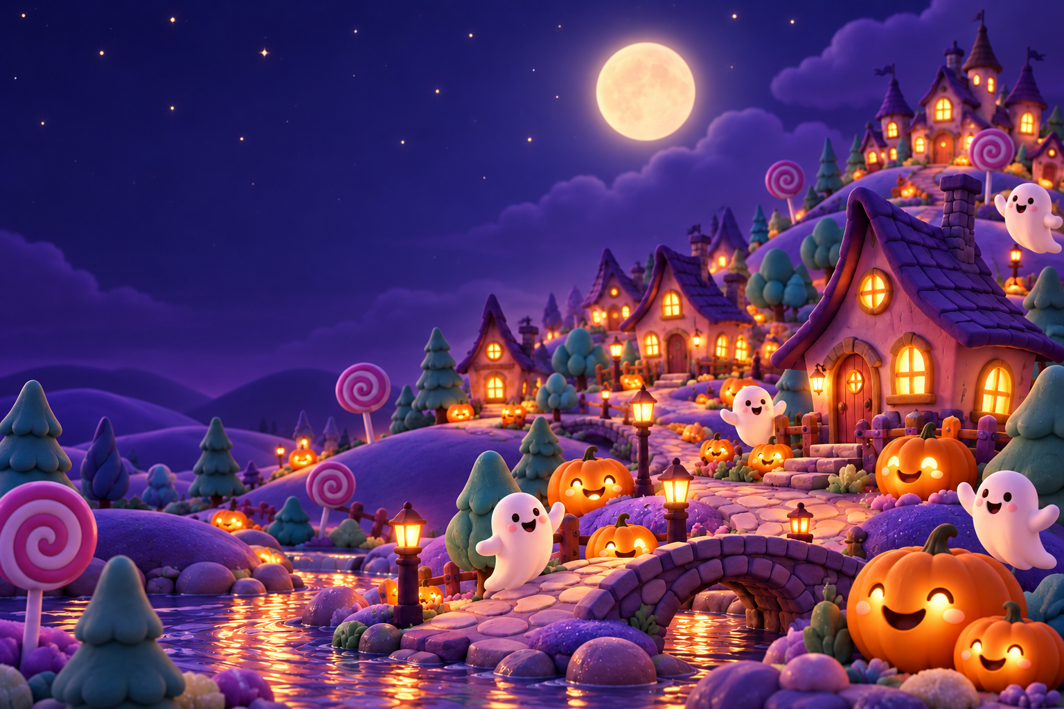 Kolorowe halloweenowe miasteczko